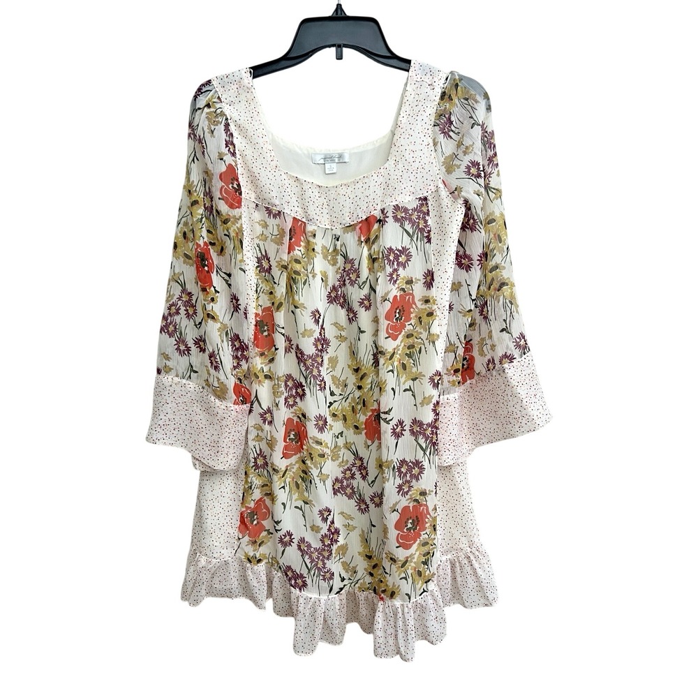 Jovovich-Hawk Floral Mini Babydoll Dress Womens S Whimsical‎ Fairy Cottagecore